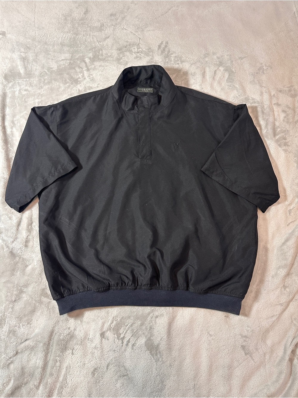 Man Lyle & Scott Scotland Black Short Sleeve 1/4 Snap Golf Windshirt Jacket XL